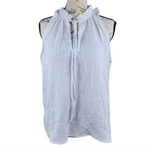 Joie -357 NWT Cotton Crinkle Gauze Sleeveless White‎ Top Size Small